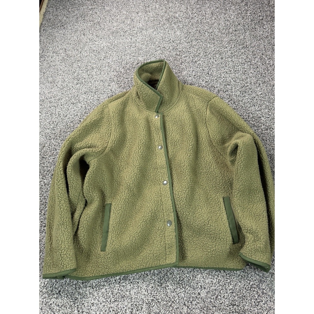 J.Crew Polartec Fleece Snap Front Jacket Women's Size 2X Green